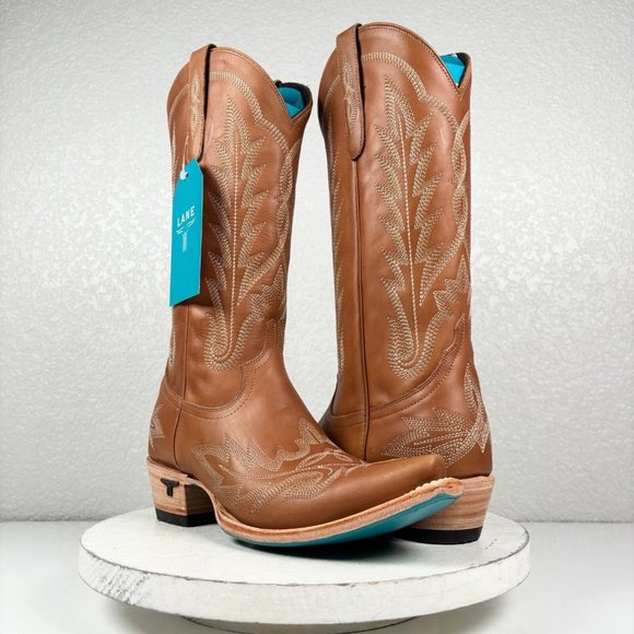 Lane Boots Shoes - Lane LEXINGTON Brown Cowboy Boots 8.5 Womens Leather Western Wear Snip Toe Tall